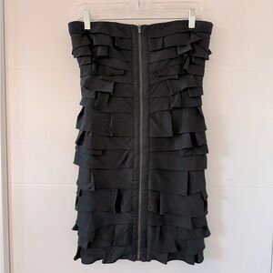 BCBG Max Azria Ruffled Strapless Black Cocktail Dress, Size 6